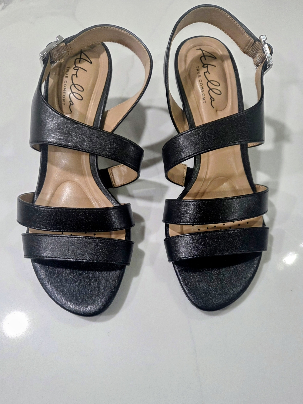 Abella Black Multi-Strap Slingback Heels